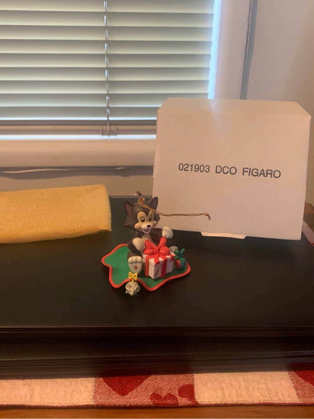 Grolier Disney Figaro Cat Holiday Ornament with Gift - Disney